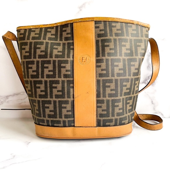 Fendi Handbags - Fendi Vintage Zucca Crossbody Bucket Bag Purse
